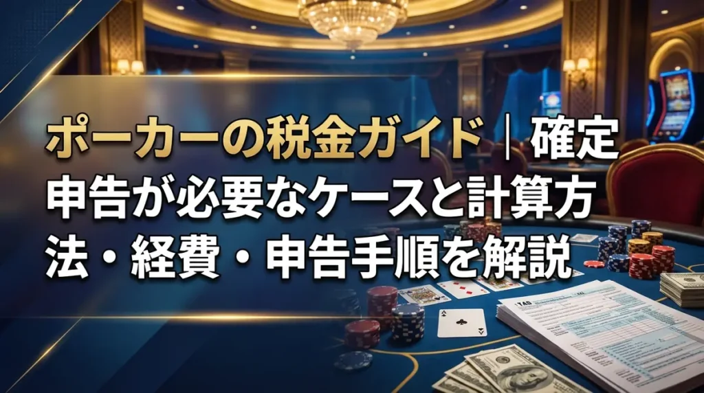 ポーカーの税金ガイド｜確定申告が必要なケースと計算方法・経費・申告手順を解説